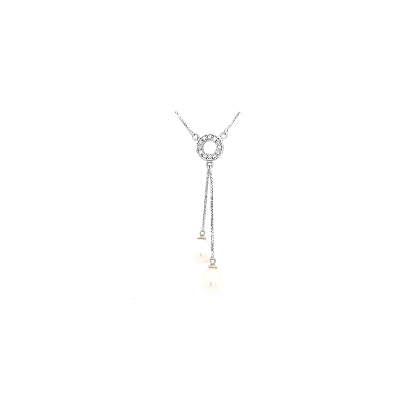 Naszyjnik srebrny z perłami N008